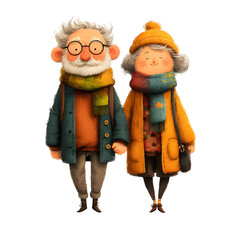 International Day of Older Persons symbol - elderly couple holding hands isolated on transparent background