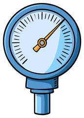 Simple hand-drawn blue pressure meter illustration for measuring performance and control