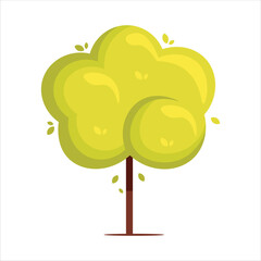Flat Green Tree Vector Illustration