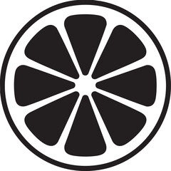 Black and white citrus slice vector graphic - lemon, orange, grapefruit illustration eps silhouette