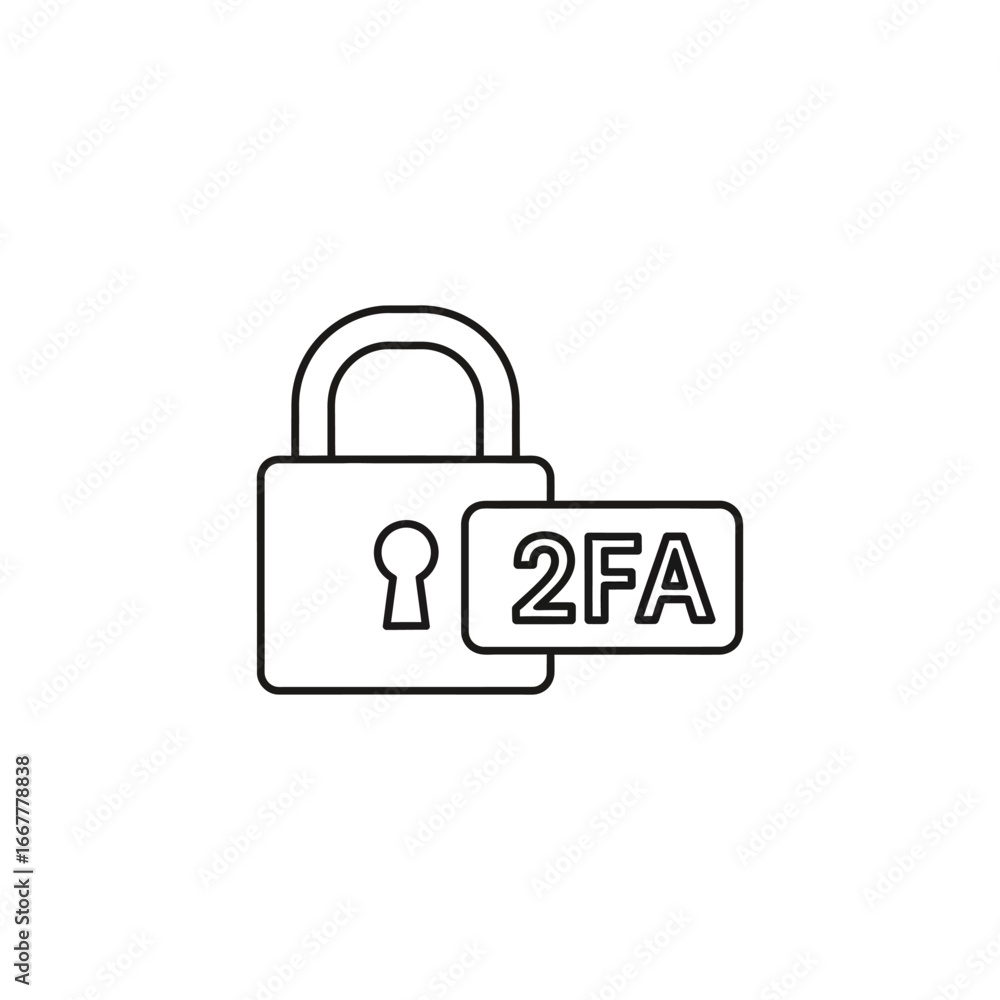 Aufkleber padlock icon with 2fa sign, representing twofactor authentication for enhanced security and protecti