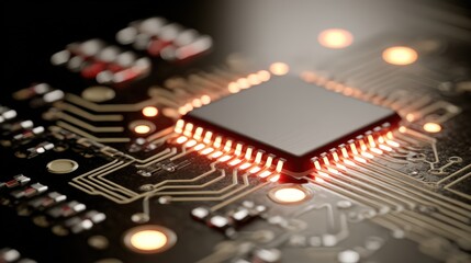 Digital Core: An image of a central processing unit (CPU) glows, highlighting the complex web of circuitry that powers the digital world.