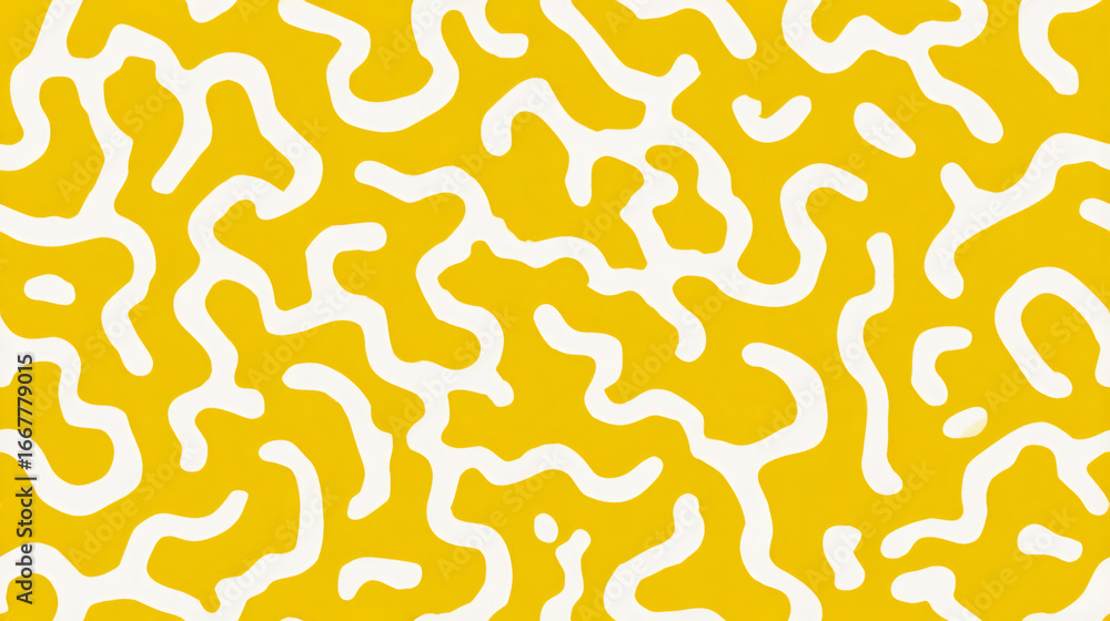 Aufkleber abstract seamless pattern. white dots and graceful lines on a bright yellow abstract background. art