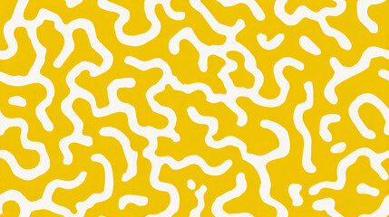 Obraz premium Abstract Seamless pattern. White dots and graceful lines on a bright yellow abstract background. Artistic composition for creative projects.