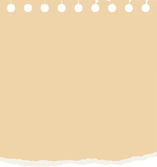 Torn Beige Note Paper with Perforated Top - Blank Template