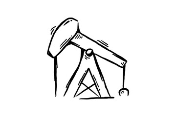 Hand drawn Oil derrick drilling icon vector sketch illustration