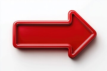 Glossy red arrow pointing right, isolated