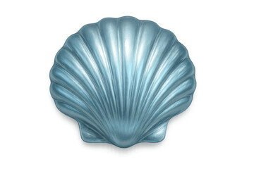 Fototapeta premium Studio shot of a light blue metallic scallop shell on a transparent background, perfect for creative projects related to the sea