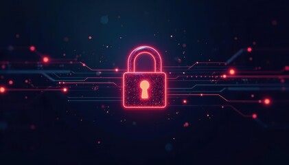 Colored lines forming a secure digital lock, dark background , system, lock