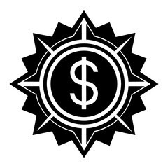 Gold shiny dollar sign vector icon for business and finance success