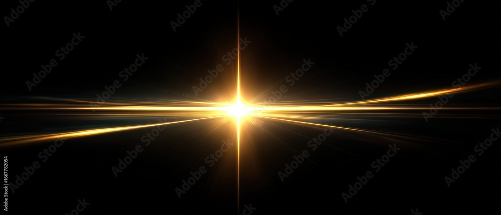 Poster bright shining starburst with glowing light rays emanating in a dark background, creating a dramatic