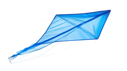Blue plastic kite isolated on transparent background 