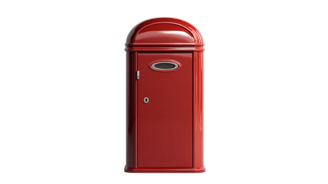 Classic red mailbox isolated on transparent background 