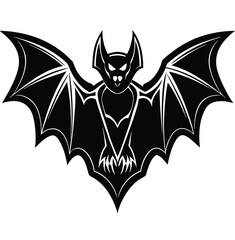 A dark stylized tribal winged bat illustration with a sinister devil symbol design for a halloween tattoo