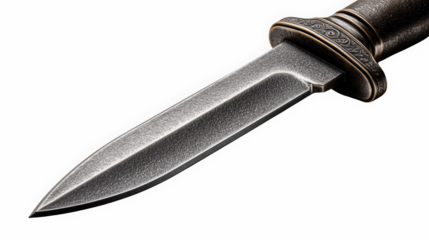 Antique dagger blade close up with ornate handle detail