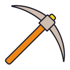Cartoon pickaxe tool for mining and construction