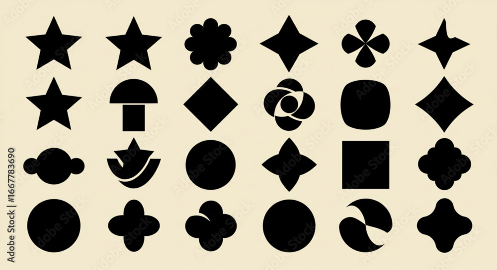 Poster versatile geometric shape collection for modern design projects, unique abstract elements in vector 