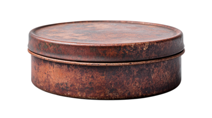 Old-fashioned metal cookie tin isolated on transparent background 