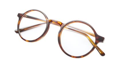 Pair of round reading glasses isolated on transparent background 