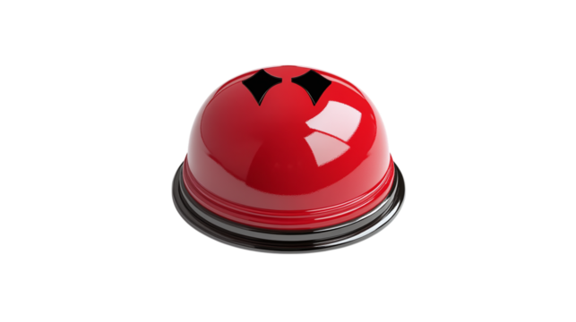 Red fire alarm bell isolated on transparent background 