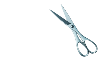 Silver metal scissors isolated on transparent background 