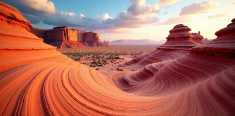 Swirling sandstone formations, layered textures, Arizona landscape, geology, geology