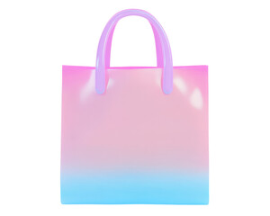 Trendy Gradient Shopping Bag with Transparent Background in Soft Pink and Blue Hues