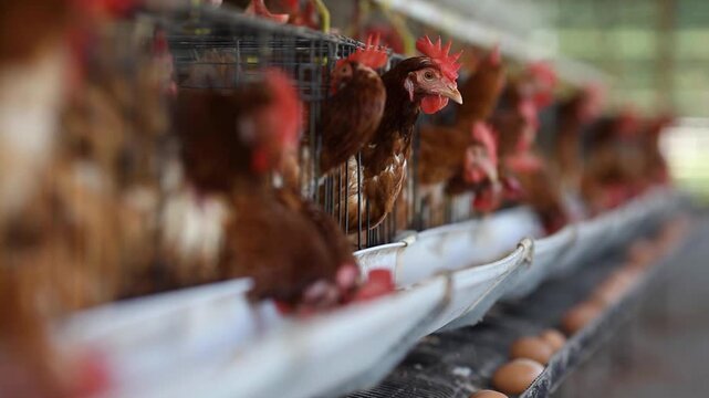 Egg-laying chickens in farm