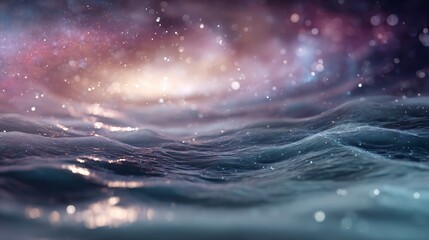 Fototapeta premium Waves meet the cosmos, blending ocean with celestial expanse