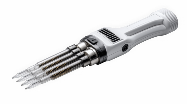 Handheld multi-needle device with clear tips