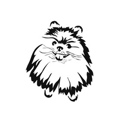 Vector drawing of a dog. Black and white gestalt design of a funny pet. Little doggy. Cute animal illustration.