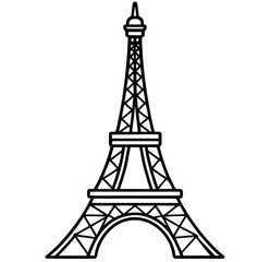 Fototapeta premium Eiffel Tower in Paris vector silhouette illustration of famous French landmark