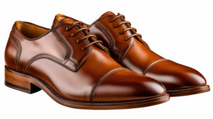 Mens brown leather oxford shoes pair