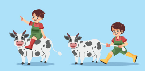 children's illustration of farming activities