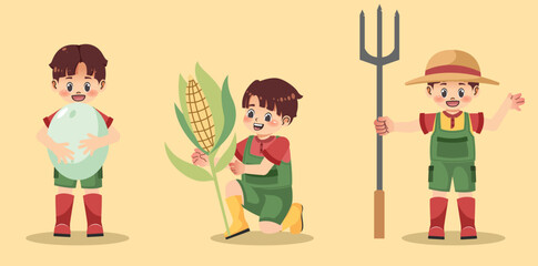 children's illustration of farming activities