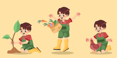 children's illustration of farming activities