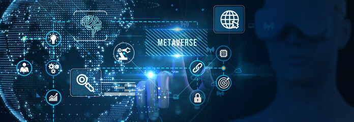 Metaverse virtual world, metaverse digital world intelligent futuristic interface technology. 3d illustration