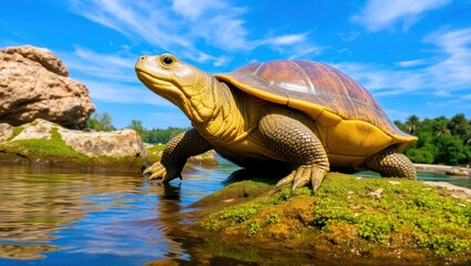 Fototapeta premium turtle on a rock