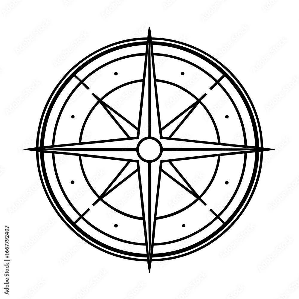Poster compass rose vector on black background showing directions and navigation symbol