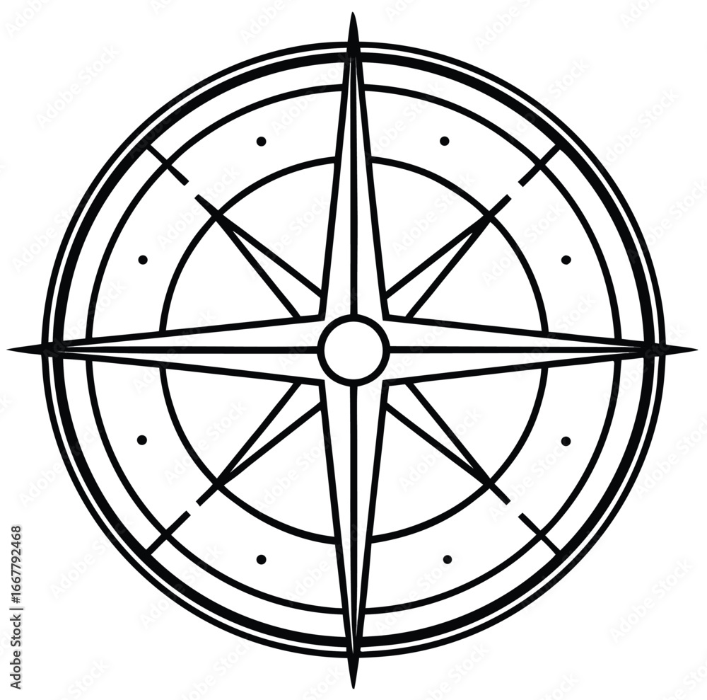 Poster compass on a map with black background vector illustration for navigation and travel