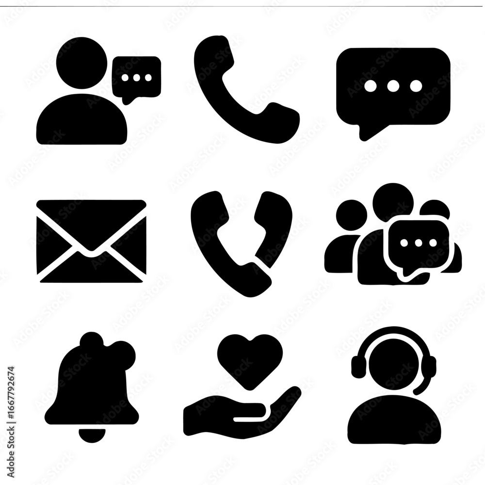 Poster communication icons set: a collection of vector icons capturing the essence of modern digital commun