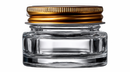 Small Square Cosmetic Jar with Gold Lid No Label