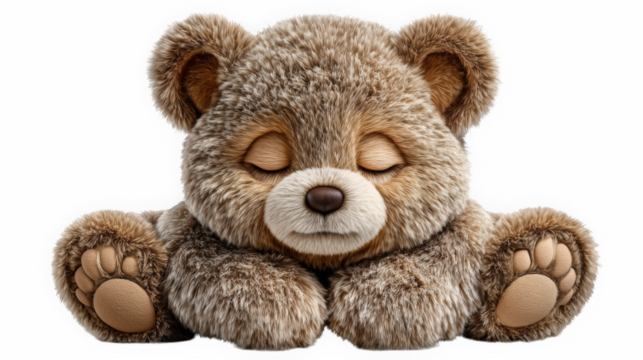 Sleeping Teddy Toy Minimalist Layout on Black