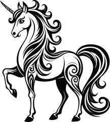 unicorn with decorative swirls in mane