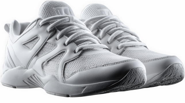 White sports sneakers isolated on black background