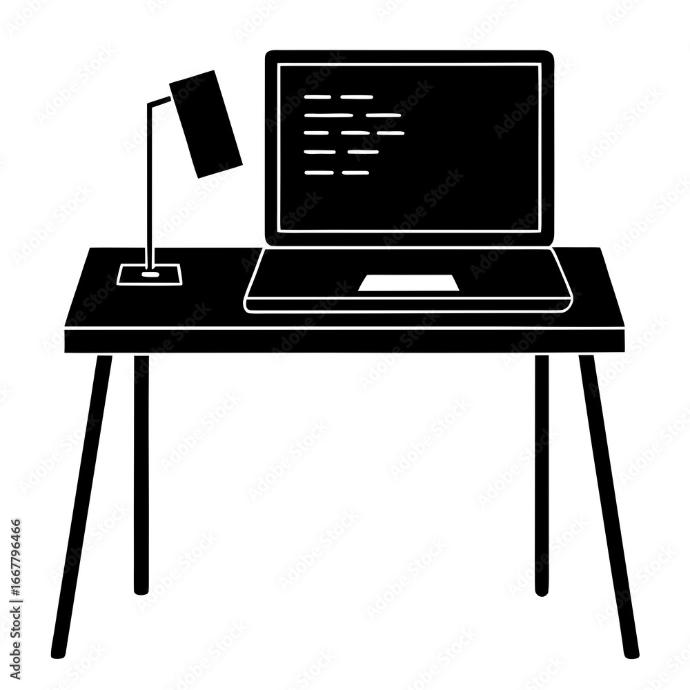 Fototapete minimal desk setup with laptop coding vector