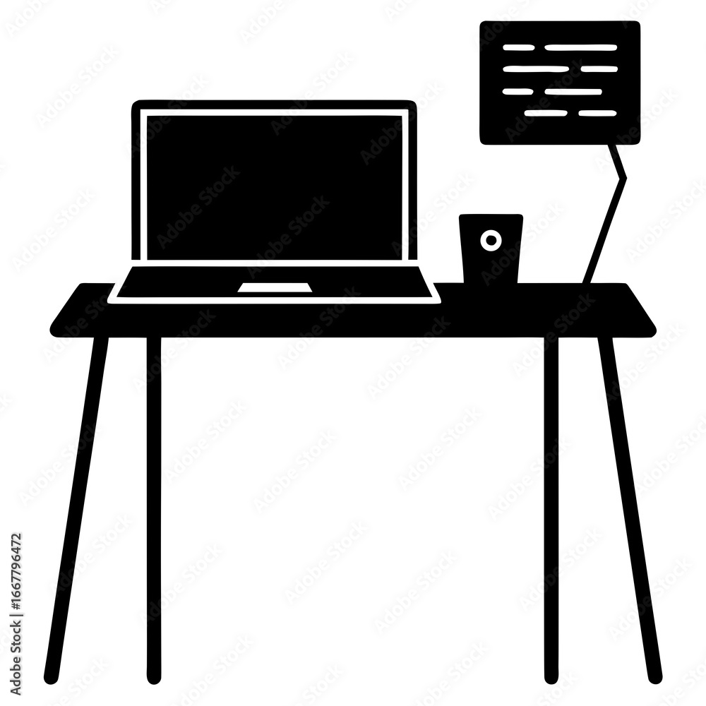 Fototapete minimal desk setup with laptop coding vector