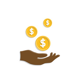 money icon. economy. coin in hand. paying, economy, money. isometric design style