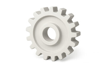 White gear rotating on a transparent background, ideal for projects related to engineering, machinery, and industrial processes