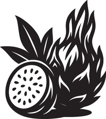 Striking Black and White Dragon Fruit Graphic Design